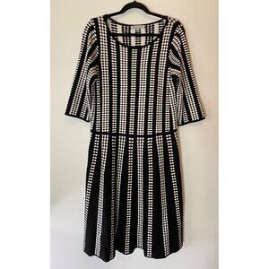 Danny & Nicole Womens 1X Black & White Striped Knit Dress